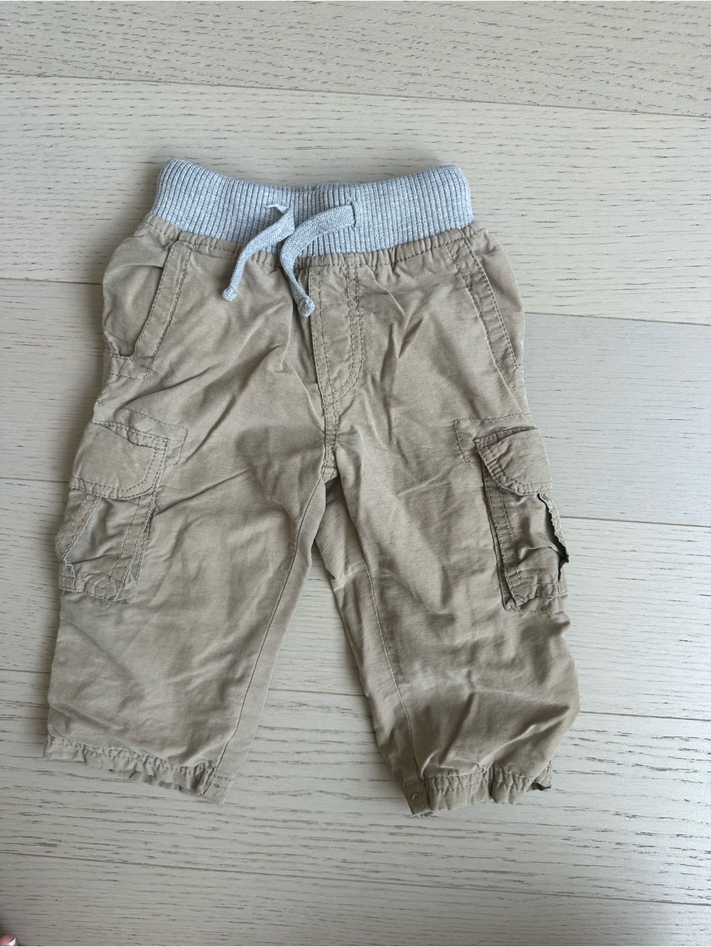 Tucker Tan Cargo Joggers with Light Gray Knit Waistband